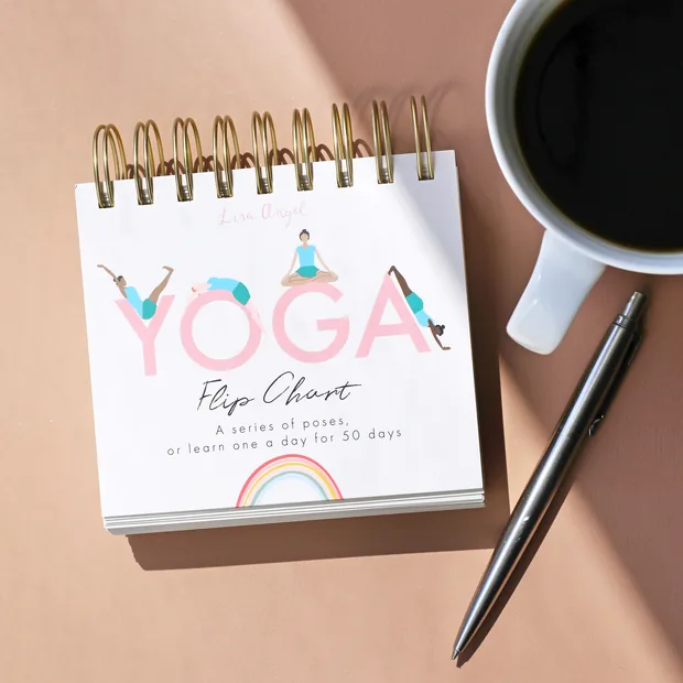 Daily Yoga Poses Flip Chart Daily Yoga Poses Flip Chart on Table with Pen and Cup of Coffee