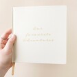 Model Holding Personalised Square Linen Notebook
