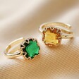 Adjustable Adrian Square Stone Ring in Gold Available in Emerald and Amber