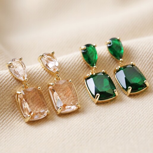 Bridal statement teardrop earrings (green crystal) | Alexandra – Liberty in  Love