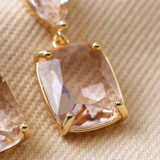 Close Up of Statement Gemstone Drop Earrings in Pink
