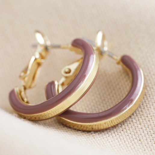 Close-up of Aubergine Big Metal London Pack Of 3 Hoop Earrings in Gold
