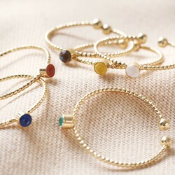Big Metal London Set of 8 Adjustable Crystal Rings in Gold