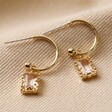 Flat lay Gemstone Charm Hoop Earrings in Gold