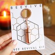 Beevive Bee Revival Kit Keyring in Rose Gold on Backing Card