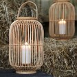 Hanging Rattan Lantern with Candle Holder Outside With Candle