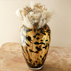 Leopard Print Glass Vase, H28.5cm