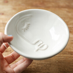 Porcelain Abstract Face Trinket Dish