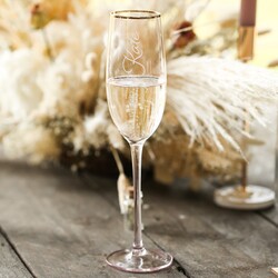 Personalised Gold Rimmed Pink Champagne Glass