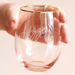 Personalised Gold Rimmed Pink Tumbler