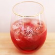 Personalised Gold Rimmed Pink Tumbler with Drink