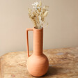 Tall Textured Terracotta Vase with Dried Flowers