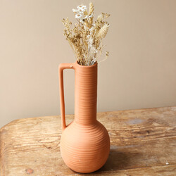 Tall Textured Terracotta Vase, H24cm
