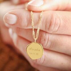 Personalised Name Gold Sterling Silver Organic Charm Necklace
