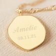 close up of Personalised Name Gold Sterling Silver Organic Charm Necklace