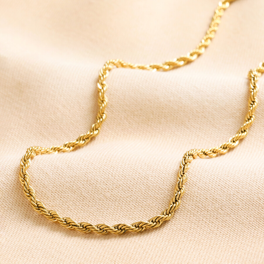 Explore our collection of gold necklaces to find those made up of unique rope chains