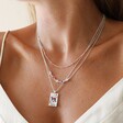 Sterling Silver Satellite Necklace Chain Layered on Model