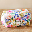 House of Disaster Frida Kahlo Tropical Fruit Cosmetic Bag on Wooden Surface