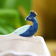 Close up of 3D peacock on House of Disaster Luxe Planter