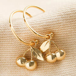 Estella Bartlett Cherry Drop Hoop Earrings in Gold