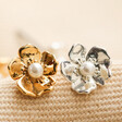 Gold and Silver Estella Bartlett Pearl Buttercup Stud Earrings