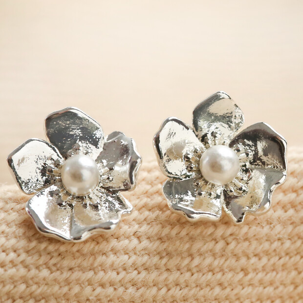 Estella Bartlett Silver Pearl Buttercup Stud Earrings Estella Bartlett Silver Pearl Buttercup Stud Earrings