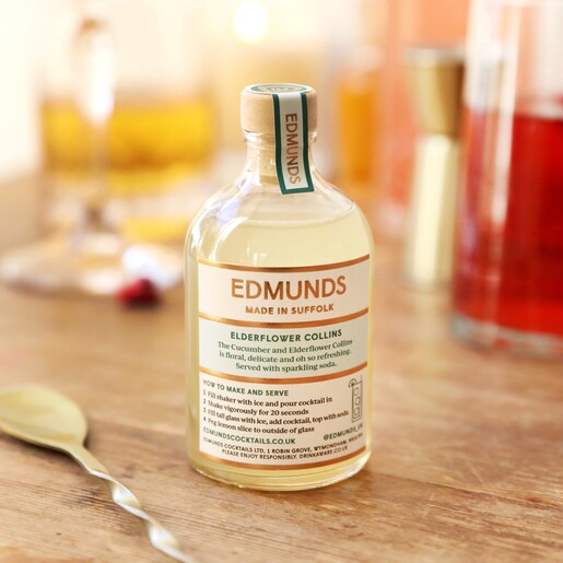 Back of Bottle of 100ml Edmunds Cocktails Elderflower Collins