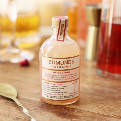 Back of Bottle of 100ml Edmunds Cocktails Lychee Martini