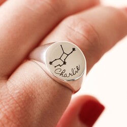 Personalised Sterling Silver Constellation Signet Ring