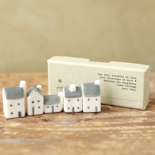 East of India Porcelain Street in a Box on wooden table