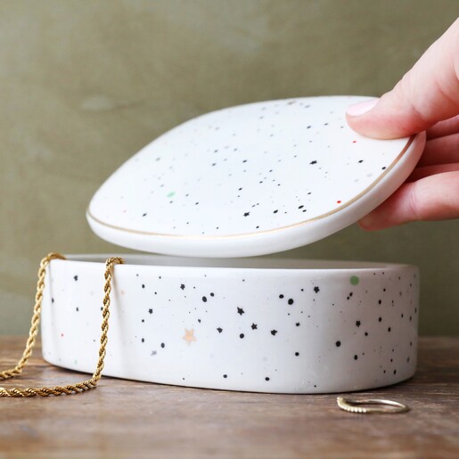 Lisa Angel Ladies' Speckled Stars Oval Trinket Box