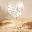 Peony Balloon Gin Glass on Wooden Table