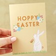Model Holding Hoppy Easter Bunny Card