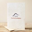 Papasaurus Dinosaur Card on Wood Background
