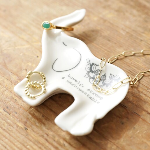 Elephant Quote Trinket Dish with Jewellery