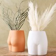 Terracotta and White Ceramic Speckled Bum Vases with Dried Grasses