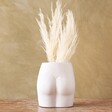 Ceramic Speckled Bum Vase with Pampas Grass