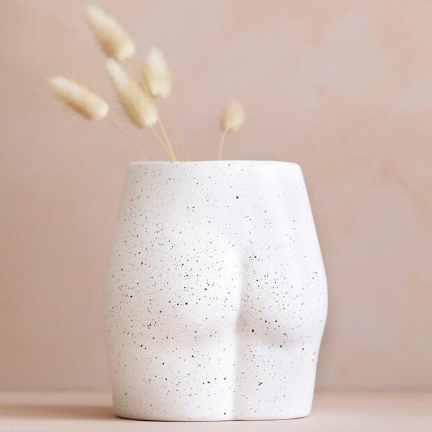 Ceramic Speckled Bum Vase 