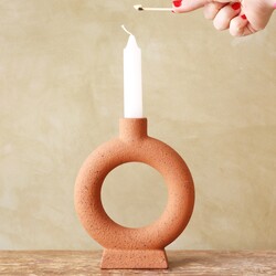 Terracotta Ring Candlestick Holder