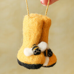 Felt Bumblebee Wellington Boots Hanging Decoration