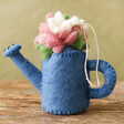 Felt Blossoming Watering Can Hanging Decoration on wooden table