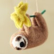 Close up of Felt Sunny the Sloth Easter Hanging Decoration