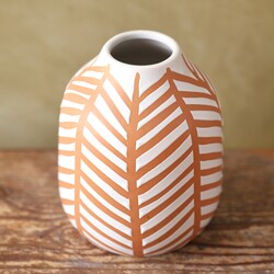 Chevron Glazed Vase, H16cm