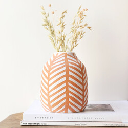 Chevron Glazed Vase, H16cm