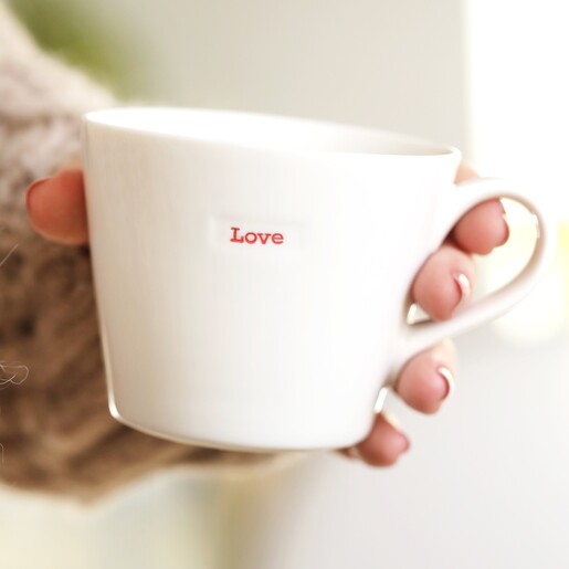 Model Holding Keith Brymer Jones Love Mug