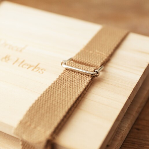 Canvas Tightening Straps on Wooden Flower and Herb Press