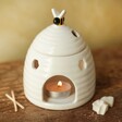 Ceramic Beehive Oil Burner with Lit Candle