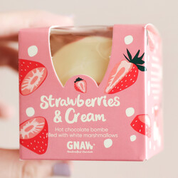 Gnaw Strawberries and Cream White Chocolate Bombe