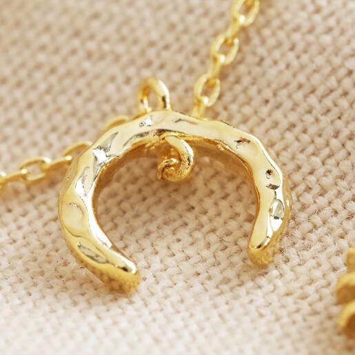 Close Up of Moon Close Up Of Moon Pendant on Sun and Moon Chain Necklace in Gold