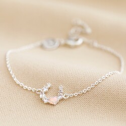 Crystal and Opal Horseshoe Bracelet in Silver